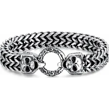 Náramek Dvouřadý náramek z nerezové oceli s dvojitou lebkou 22cm Impress Jewelry GS1339