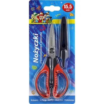 Kancelářské nůžky Titanum Nůžky školní s ERGONOMICKOU RUKOJETÍ a krytkou, 15,5 cm, 1 kus