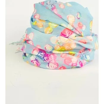 Šátek Bavlněný šátek ve světle modré s lístky, VELIKOST UNI