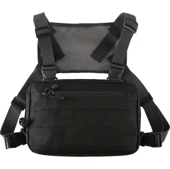 Sportovní taška Taška náprsní multifinkční černá se třemi zipy - s překříženými zadními popruhy