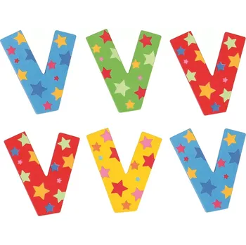 Dřevěná hračka Bigjigs Toys hvězdičkové písmenko V