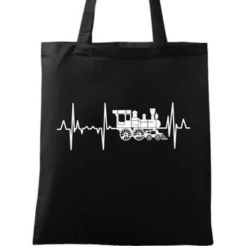 Bavlněná taška Kardiogram a Lokomotiva (Barva: Černá)