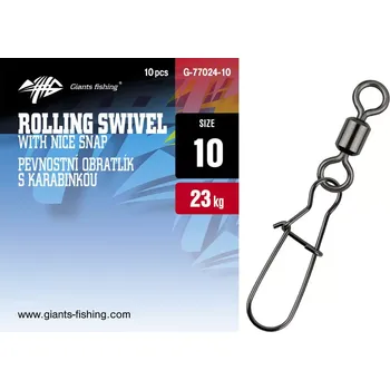 Giants fishing Pev. obratlík s karabinkou Rolling swivel with nice snap 10ks - Giants fishing Pev. obratlík s karabinkou Rolling swivel with nice snap 10ks|vel.10 (23kg)