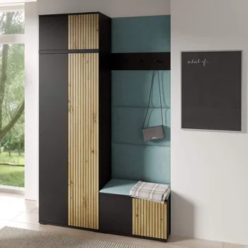 Předsíňová stěna Předsíňová stěna Ross 2 - černá/dub Artisan Barva panelů: Pastelová modrá - Trinity 22