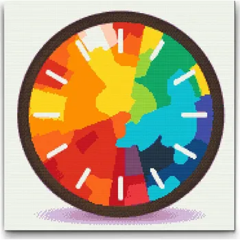Diamantové malování Diamantové malování - Duhové hodiny Velikost: 50x50cm, Rámování: Pouze srolované plátno, Diamanty: Kulaté