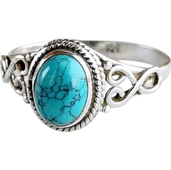 Prsten Prstýnek s oválným syntetickým tyrkysem 8