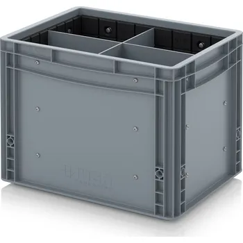 paleta Euro přepravka s příčnými a podélnými přepážkami 40 x 30 x 32 cm - Stříbrošedá - materiál: PP - EG GEF QLT 4332 HG