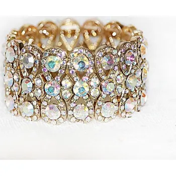 Náramek Luxusní štrasový mohutný náramek z broušených zirkonů s AB odlesky