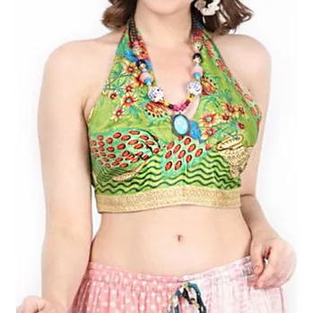 Krátký Etno Cropp Top Patchwork z hedvábí