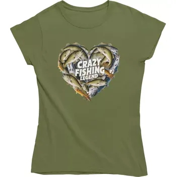 Dámské oblečení Dámské rybářské tričko Crazy Fishing Legend khaki