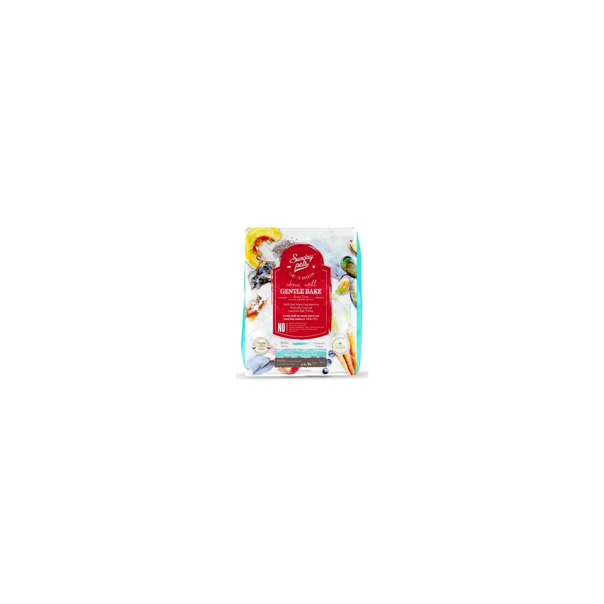 Fotografie 1 - Krmivo pro psa Sunday Pets Gentle Bake Dog Adult Small/Medium New Zealand Wild Hoki 1,3 kg