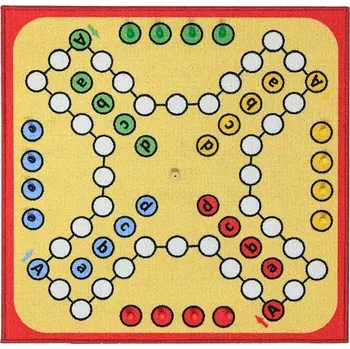 Koberec Breno ČLOVĚČE, NEZLOB SE s figurkami - červený lem, 80x80 cm, Vícebarevné