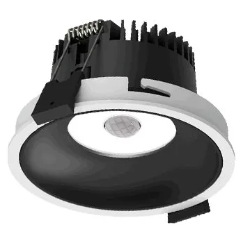 Illuxtron Vestavné kruhové svítidlo s pohybovým čidlem SensorFido 98 Teplota chromatičnosti: 3000 Kelvinů, Barva vnější / barva vnitřní: Bílá / Černá F12S03628D02 Vestavné kruhové svítidlo s pohybovým čidlem SensorFido 98