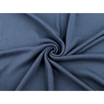 Úplet bavlněný žebrovaný METRÁŽ - 3 modrá popelavá