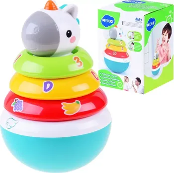 Hračka pro nejmenší Skládací pyramida s jednorožcem HOLA 3136