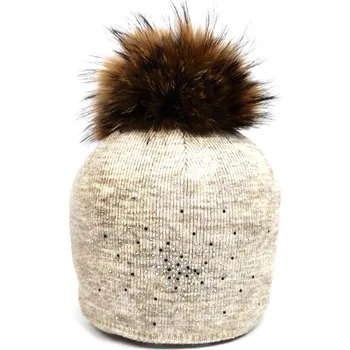 Čepice Dámská čepice s bambulí Alexa hnědá, VELIKOST UNI