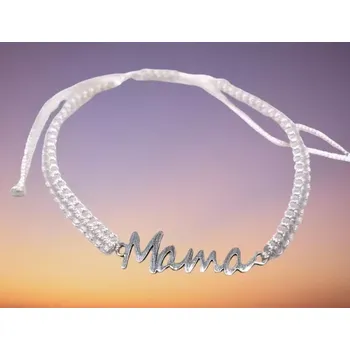 Náramek Provázkový náramek pro maminku bílý s ocelí