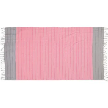 Tegatex Plážová osuška - Růžová proužkovaná třásně