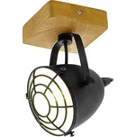 EGLO Stropní reflektor Gatebeck, ze dřeva a kovu, 1-žár světlé dřevo, černá 1 x 40 W - Doprava zdarma