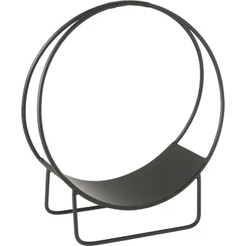 Černý kovový stojan na krbové dřevo J-line Aren 55 x 50 cm