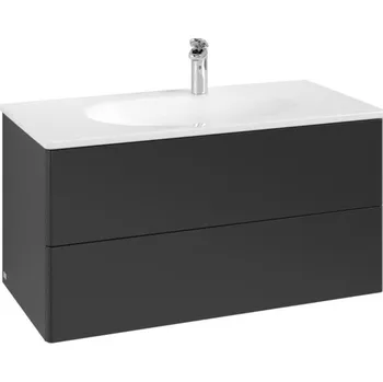 Koupelnový nábytek Villeroy & Boch Antao skříňka pod umyvadlo 98,8x50,4 cm, 2x zásuvka, Black Matt Lacquer (K05000PD)