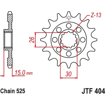 Řetězová sada pro motocykl JT PŘEDNÍ ŘETĚZOVÉ KOLO 2198 17 BMW S1000RR '09-'19 S GUMOU (219817JTRB) (ŘETĚZ 525)