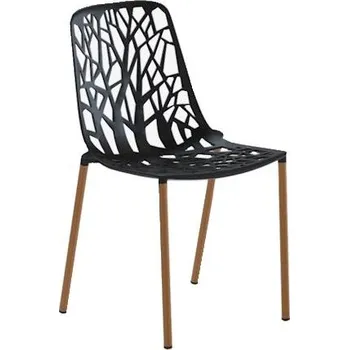 Jídelní židle Fast Hliníková stohovatelná jídelní židle Forest, Fast, 48x53x81 cm, nohy iroko, hliník barva bílá white