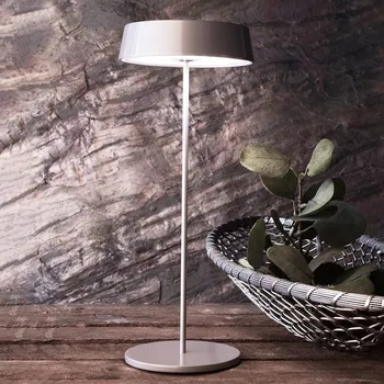 Venkovní osvětlení Deko-Light LED stolní lampa Miram s baterií stmívatelná, šedá - výška stínidla 3 cm; Ø noha 10,2 cm LED 2,2 W celkem - Doprava zdarma