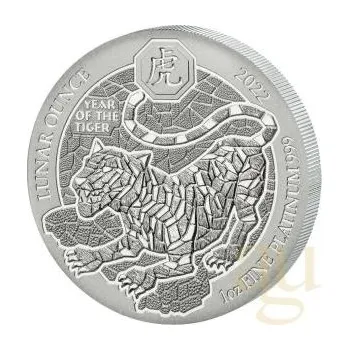 Sběratelství 1 unce platinová mince Rwanda Lunar tygr 2022