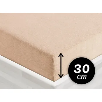 Prostěradlo Froté napínací prostěradlo na vysokou matraci FR-033 Béžové 90 x 200 - výška 30 cm