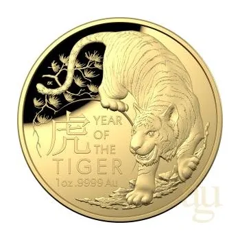 Sběratelství 1 unce zlatá mince Austrálie RAM Lunar tygr 2022 - leštěná deska
