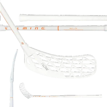 Florbalová hůl Salming Flow Midlite 32 JR White/Nectarine vel. 87cm (=98cm) pravá kulatá (pravá ruka dole)