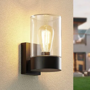 Venkovní osvětlení Venkovní nástěnné svítidlo Arcchio Liljana, černé, 21 cm, IP65, sklo černá, čirá 1 x 60 W - Doprava zdarma