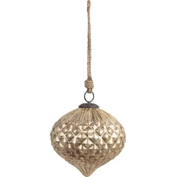 Vánoční dekorace Zlatá skleněná vánoční ozdoba L - Ø 15*15 cm