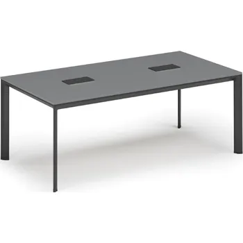 Psací stůl Jednací stůl PRIMO INVITATION, 200x100 cm, grafit + 2x stolní zásuvka TYP II, černá