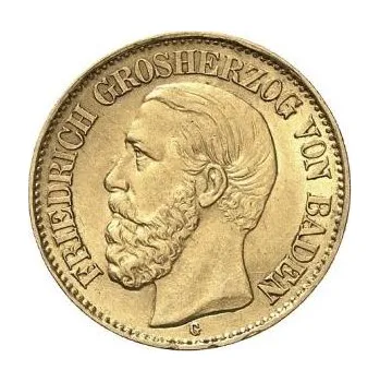 10 Mark zlatá mince Friedrich Grossherzog von Baden J186 (1875-1888)