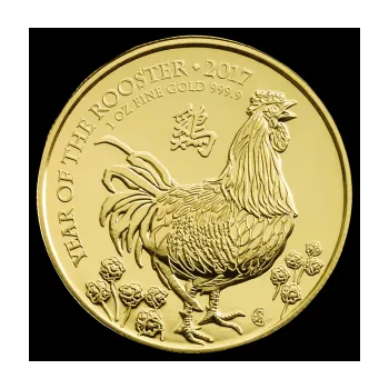 1 unce zlatá mince Lunar UK kohout 2017