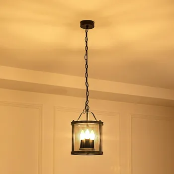 Závěsné svítidlo Lucande Eryk, Ø 23 cm, černá, sklo, 3 světla - Stříška Ø 10 cm, výška 2,5 cm černá, průhledná 3 x 10 W LED - Doprava zdarma