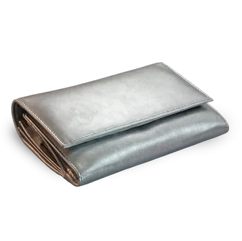 Stříbrná dámská psaníčková kožená peněženka s klopnou