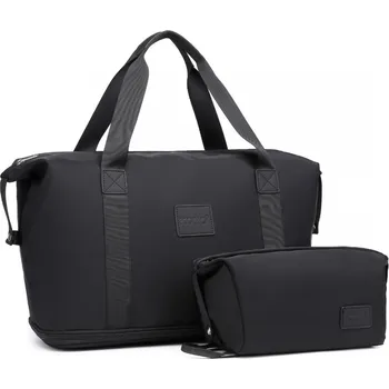 KONO set variabilní cestovní taška a kosmetická taštička - černá - 26L