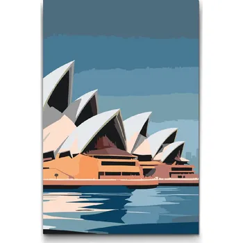 Malování podle čísel - Opera v Sydney z blízka Velikost: 20x30cm, Rámování: Pouze srolované plátno