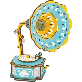 3D puzzle woodcraft dřevěné 3d puzzle gramofon