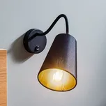 TK Lighting Nástěnné světlo Wire, černá/zlatá - Ø upevnění na zeď 10 cm; Ø stínidlo na lampu 13 cm černá, zlatá 1 x 60 W - Doprava zdarma