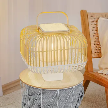 Lampička Stolní lampa Forestier Bamboo Square S v bílé barvě - Délka kabelu 130 cm bílá 1 x 60 W - Doprava zdarma