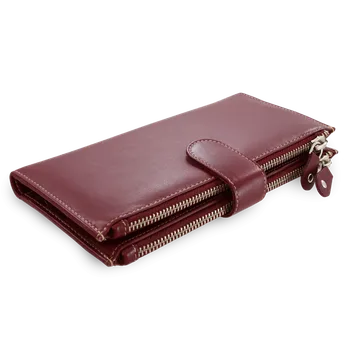 Peněženka Velká kožená burgundy peněženka se zápinkou