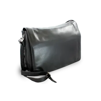 Kabelka Černá kožená klopnová kabelka kl_3