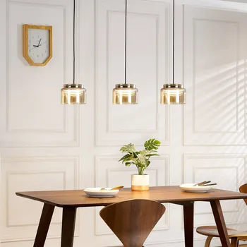 Závěsné svítidlo Lucande Diano, jantarové, třílampový zdroj jantar, chrom 3 x 8 W LED - Doprava zdarma