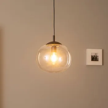 TK Lighting Závěsné svítidlo Vibe, čiré sklo, Ø 30 cm - Stříška - Ø 10 cm, výška 2,5 cm čirá, černá 1 x 15 W LED - Doprava zdarma