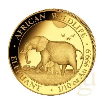 1/10 uncí zlatá mince Somálsko slon 2022