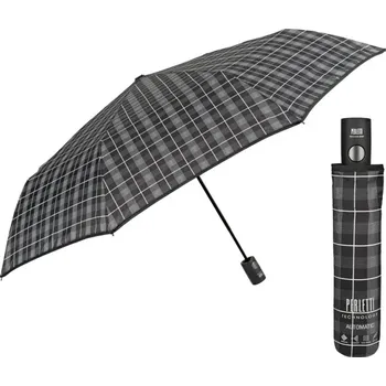 Deštník PERLETTI Pánský automatický deštník TIME / šedý proužek, 21712